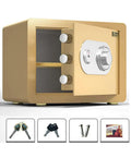 Badass Full Steel Waterproof Security Cabinet Hella Fireproof Anti Theft Deposit Chest Coffee Gold Luxury Finish Compact 25cm side view with open door and locks