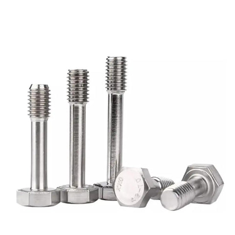 Built Tough Stainless Steel M6 X 40 Captive Panel Screws With Hex Nuts And Plain Washers angle view showing different lengths and hex nuts.