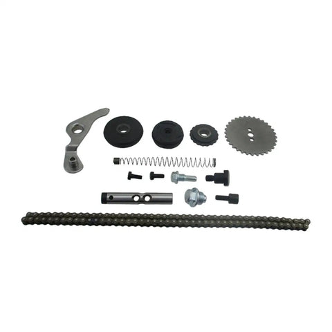 Cam Chain Sprocket Tensioner Roller Kit for 140cc YX Z40 Pit Dirt Bikes components laid out for assembly