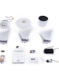 Ceiling Fan with Light 36W Built-in Illumination 6 Speed Settings Color components including motor, blades, and remote.