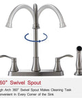 Sleek Brushed Nickel Kitchen Faucet Featuring Pull Out Side Spray Smooth Twist Valves Rock Solid Stainless Steel Core with 360° swivel spout