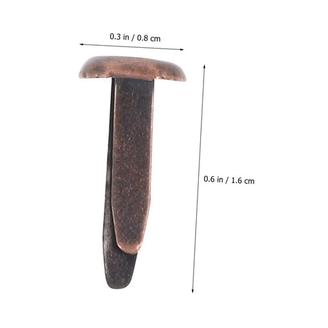Close-up of a single brown metal fastener from the 50 Pack Miniature Metal Fasteners and Close Pins for Scrapbooking Card Making