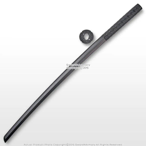 39 Inch Black Polypropylene Kendo Practice Sword For Martial Arts Training, Real Deal Feel, Lightweight Combat Sword shown with tsuba guard