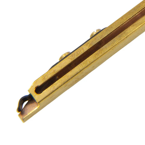 Straight Line Muzzleloader Capper For 11 Caps With Solid Brass Construction spring-loaded side view.
