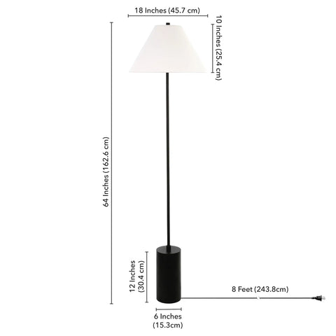 64 Inch Tall Floor Lamp With White Fabric Empire Shade In Blackened Bronze Finish Dope Modern Lighting For Living Room Bedroom Or Office Balanced Ambient Illumination Easy Assembly Sturdy Build