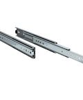 Beefy 16 Inch Heavy Duty 250 Lb Steel Drawer Slides Three Quarter Inch Wide Full Extension With Over Travel Side Mount Ball Bearing Rails For Smooth Glide And Quiet Operation Easy Install Quick Release, pair shown open