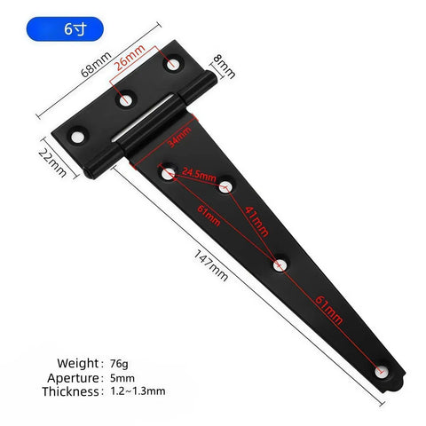 Diagram of Beefy Heavy Duty 4 Pack T Type Hinges 6 Inch Premium Iron With One Point Two Millimeters Thickness