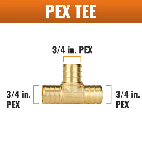 12 Pack Three Quarter Inch PEX Tee Fittings No Lead Brass Crimp Tee Fittings For Plumbing, Corrosion Resistant