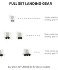 Replacement Landing Gear Wheel Set For 1 To 300 Scale Model Airplanes display with single, dual, and triple wheel assemblies