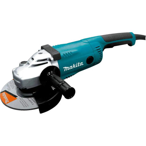 7 Inch Angle Grinder With 15 Amp Motor Delivers 6,600 RPM Rubberized Soft Grip Rear Trigger With Lock On Tool Less Wheel Guard Large Rubber Tool Rest AC DC Switch Built For Heavy Duty Work