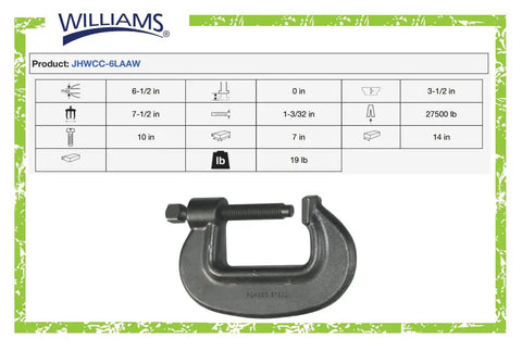Heavy Duty C Clamp With 4 21/32 Inch Opening For Metal Fab And Woodworking Built To Last 2 7/8 Inch Throat Depth