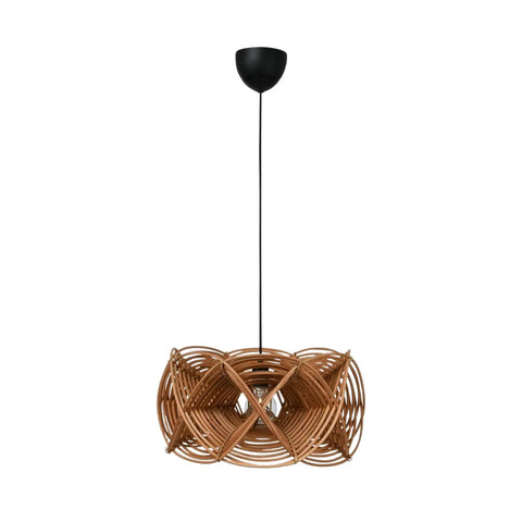 Boho Rattan Pendant Light With 8 Foot Cord Handwoven Shade 60W Max Hardwired Only Natural Woven Ceiling Fixture For Living Room