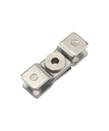 Stainless steel damping torque hinge for equipment and instruments, close-up view
