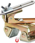 Side view of Deluxe Magnetic Grasshopper welding finger with copper spindle, magnetic V-pad base, anti-tip bolt (10")