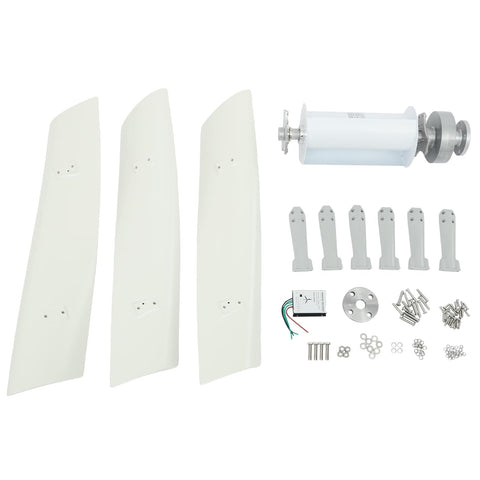 Vertical Axis Wind Turbine Kit With Controller And IP67 Protection, Ultra Quiet Off Grid Power For Home RV Business And Industrial Use, 100W 24V White 4 Blades