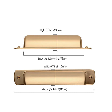 Dimensions of 10 Pack 3 Inch Brushed Brass Cabinet Handles Cup Pulls For Kitchen Cabinets Cupboards And Drawers