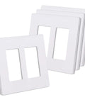 Matte White Screwless Wall Plate 2-Gang Decorator Outlet Covers 4 Pack Modern Home Upgrade Scratch Resistant Polycarbonate