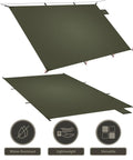 Ultralight Tent Footprint With 4000mm PU Waterproof Coating Silnylon Groundsheet shown as a hanging tarp and laid flat view.
