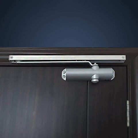Adjustable Automatic Soft Door Closer for Home Office and Fire Doors Hydraulic Closer on wood door with metal arm, 65Kg load