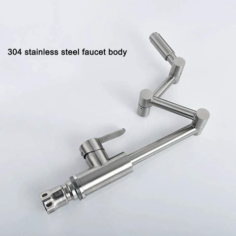 ZBSAVFM Lead-Free 304 Stainless Steel Articulating Kitchen Faucet - Hot & Cold 360° Rotating faucet body with lever handle.