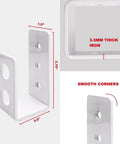 Close-up of 2 Pack Heavy Duty 2x4 Door Barricade Brackets For Indoor And Outdoor Security Delivers 700 Lbs Of Force Install In Minutes Thick 3.5mm Iron U Brackets Rust Proof Gate Bar Holder showing dimensions and smooth corners.