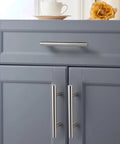 25 Pack Solid Stainless Steel Brushed Nickel Kitchen Cabinet Handles In Modern Euro Style T Bar Pulls on gray cabinets