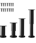 Adjustable Metal Furniture Legs Set Four Pack 5 To 7 Inches Height Heavy Duty Replacement Feet For Sofa Couch Cabinet Dresser Black No Sweat Install With Screws