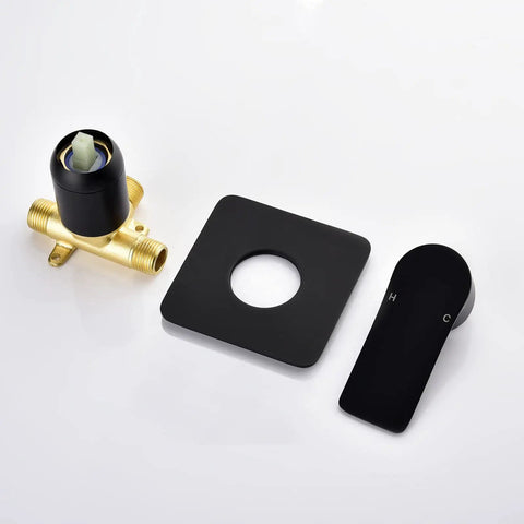Wall Mount Shower Valve Rough-In Kit With Single Handle Tub Shower Mixer, Matte Black Bathroom Trim, Brass Construction components
