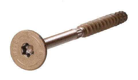 SDWS Timber Screws Exterior Grade 0.220 Inch By 6 Inch With Sawtooth Point Double Barrier Coated Washer Head Tan Pack Of 50 For Fast Starts Flush Driving And Beefy Wood Holding Power