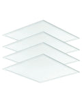 4 Pack 2X4 Ft LED Flat Panel Ceiling Light With 9 Configurations, Adjustable Lumens, Satin White Lens, energy efficient design.
