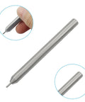 Close-up of handheld Pro Grade Eyelet Punch Die from 2 mm Grommet Setter Tool Kit, showing detailed stainless steel craftsmanship.