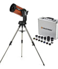 NexStar 8SE Computerized Telescope Bundle with 8-Inch Schmidt-Cassegrain optics, tripod, and accessory kit for stargazing.