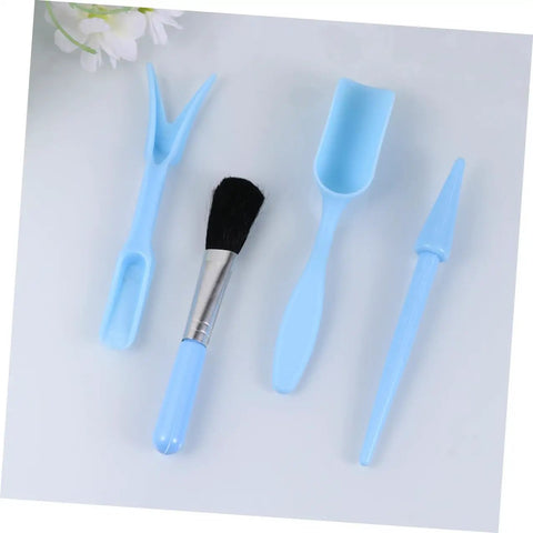 12 Piece Mini Succulent Gardening Tool Set Portable Plastic Tools For Indoor Bonsai Plant Care And Flower Pot Maintenance Light Blue For Home And Store Use Great For DIYers And Weekend Garden Warriors; plastic mini tools and brush