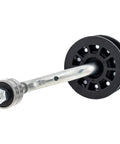 Top Shelf Idler Pulley Repair Kit For Commercial Mowers And Rotary Blades Replaces Part 139 1842 shown from an angle with shiny metal and black plastic components.
