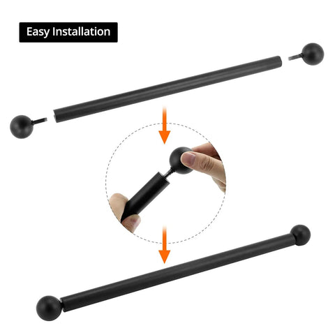 Heavy Duty Steel Cross Arm Bracket For Lamp Posts, black powder coated with easy installation mechanism shown.