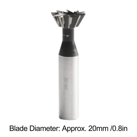 6 Flute Dovetail Milling Cutter 60 Degree HSS Metalworking Tool For Stainless Steel Carbon Steel Cast Iron And Alloys, 20mm Diameter