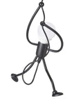 Swinging Man Pendant Light Fixture With Three Black Industrial Arms A Statement 3 Light Chandelier For Kitchen And Dining Hallway And Bedroom 47 Inch Hanging Stick Figure Lamp Modern Retro Style Gift showing a close-up of the stick figure design