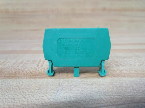 Heavy Duty Green Normally Open Contact Block Wno For 22Mm Pilot Devices With 10 Amp And 600 Vac Rating, rear view showing electrical specifications.
