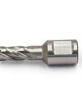 Heavy Duty High Speed Steel Annular Cutter With Rock Solid Weldon Shank And One Inch Cut Depth Slices Through Steel Like Butter On Magnetic Drills Milling Machines 7 16 Inch, angled view.