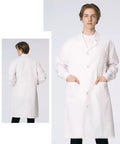 Unisex Pro Grade Lab Coat With Three Pockets White Cotton Poly Blend Lightweight Breathable Medical Coat Long Sleeve Easy Care