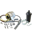63 Amp One Wire Alternator Conversion Kit for Ford 701 741 740 630 501 861 4040 includes motor, steel brackets, and wiring components.