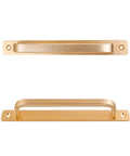 2 Pack Barn Door Handles for Cabinets and Drawers, Aluminum Alloy Flush Flat Base Pulls in Gold, 7.56 Inch Center Hole