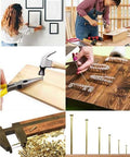 Gold Plated Carbon Steel Tiny Nails Kit For Woodworking And Diyers, 1200Pcs Micro Nails In 7 Sizes M1.2x6 M1.2x8 M1.2x10 M1.2x13 M1.2x16 M1.5x19 M1.8x23 With Tweezers, Rust Resistant, Great For Fine Woodworking in use.