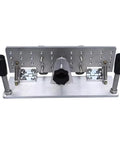 Precision Knife Grinding Jig With Slick Dial Adjustment And Tight Grip Handle For Belt Grinder Machine. Aluminum base with adjustable knobs.