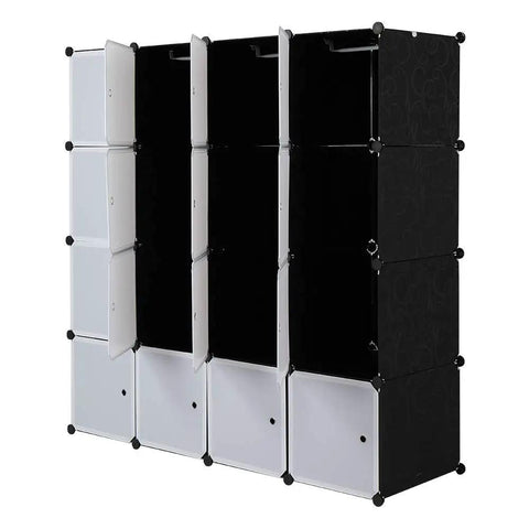Black and white modular Beefy 12 Cube Storage Organizer For Closet And Living Room Modular Shelves Dresser Cabinet Bookshelf Toy Organizer 42 By 18 By 56 Inches Space Saving With Easy Assembly And Strong Build.