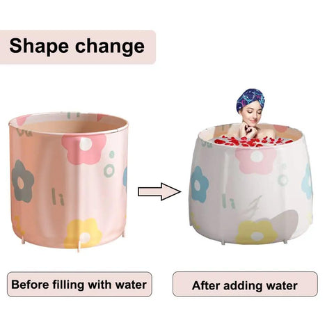 Foldable Portable Bathtub For Adults With Insulated Five Layer Design Non Inflatable PVC Spa Standing Bath shape change demo
