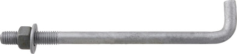 5/8 By 12 Inch L Shaped Anchor Bolt For Standard Buildings Attaches Structures To Concrete Includes Nut And Washer 10 Pack With Male Threads