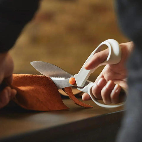 PowerCut SoftGrip Fabric And Mixed Media Scissors Built Tough For Crafting 8 Inch Heavy Duty Serrated Blade That Slices Fabric Cardboard Cork Foam And More With Precision Curved Edge, cutting fabric