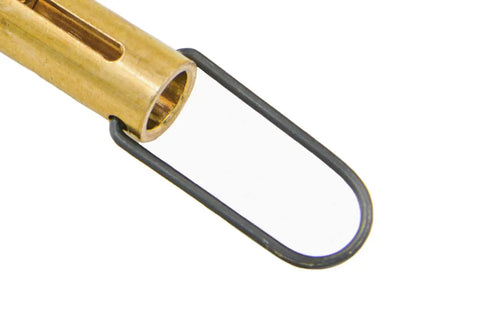 Close-up of Brass Inline Universal Nipple Pick For Muzzleloading Breech Cleaning with metal loop detail