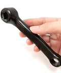 Hand holding 127mm Pedal Arm Crank For Indoor Cycling Replacement Left Or Right Round Pedal Hole With 13x13mm Square Mount